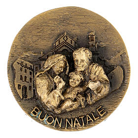 Medalla aleación Buon Natale 6 cm Sagrada Familia