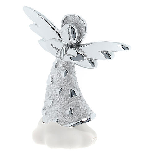 Silver-plated resin angel with hearts on a white cloud 2