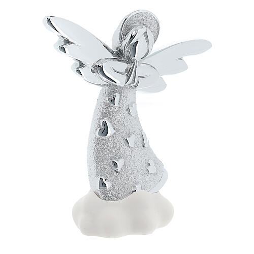 Silver-plated resin angel with hearts on a white cloud 3