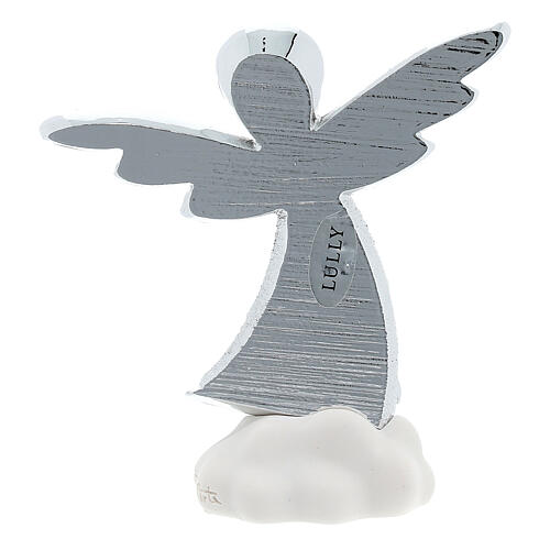 Silver-plated resin angel with hearts on a white cloud 4