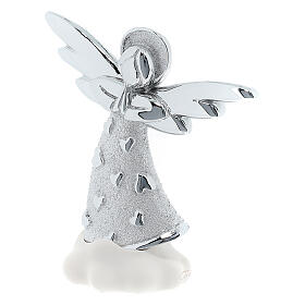 Little angel statue with white cloud base in silver resin