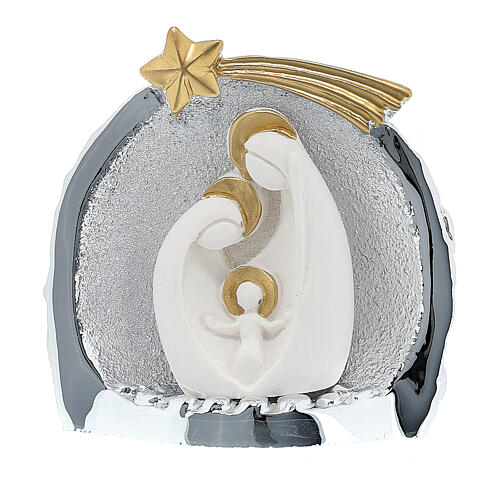White, silver and golden Nativity, 6.5 cm, silver-plated resin 1