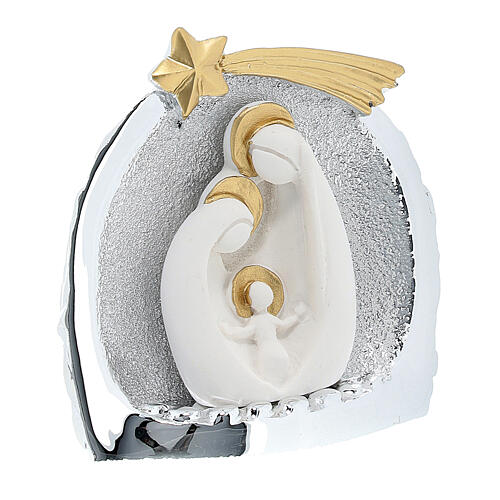 White, silver and golden Nativity, 6.5 cm, silver-plated resin 2