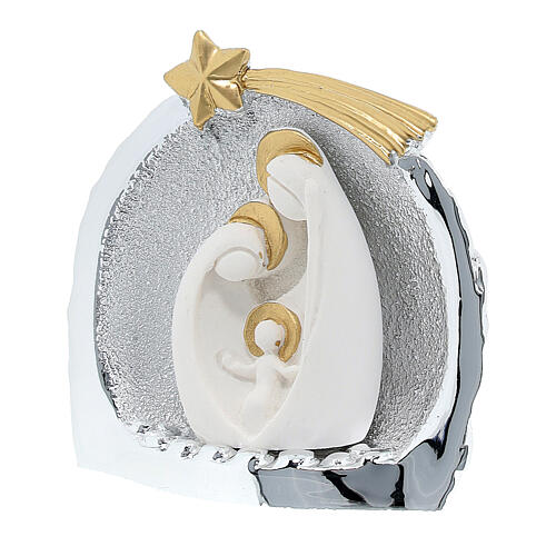 White, silver and golden Nativity, 6.5 cm, silver-plated resin 3