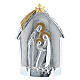 Holy Family with stable figurine in silver and gold 9 cm silver resin s1