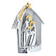 Holy Family with stable figurine in silver and gold 9 cm silver resin s3