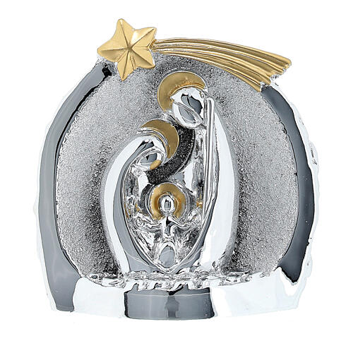 Nativity in a cave, 6.5 cm, silver-plated resin 1