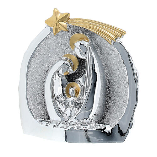 Nativity in a cave, 6.5 cm, silver-plated resin 3