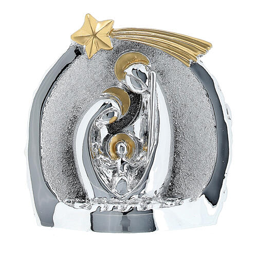 Natività con grotta 6,5 cm resina bagno argento 1