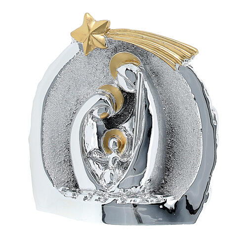 Natività con grotta 6,5 cm resina bagno argento 3