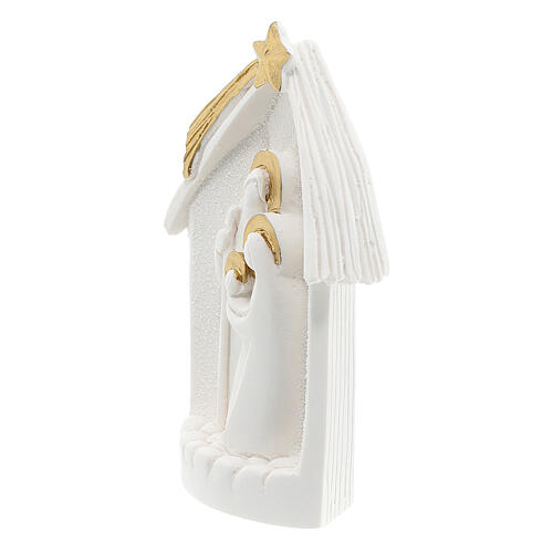 Nativity in a stable, white and gold resin, 9 cm 2