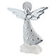 Angel statue on white cloud with hearts 14 cm silver resin s3
