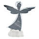 Angel statue on white cloud with hearts 14 cm silver resin s4