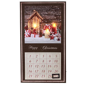 Kalendarz adwentowy podświetlany 25x45 cm świeczki i prezenty