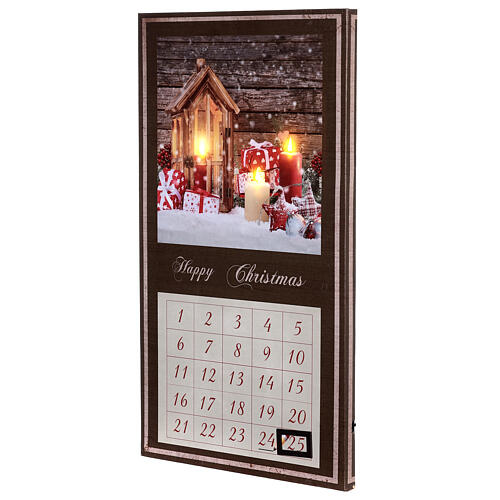 Kalendarz adwentowy podświetlany 25x45 cm świeczki i prezenty 2