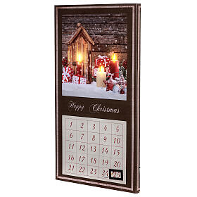 Calendário do Advento luminoso 25x45 cm velas e presentes