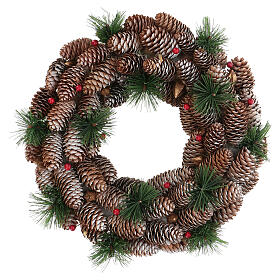 Christmas wreath with pinecones and berries 30 cm