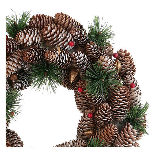 Christmas wreath with pinecones and berries 30 cm 3