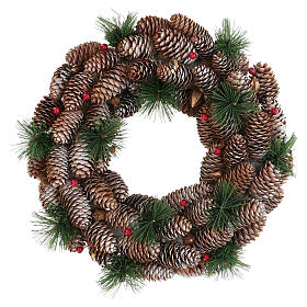 Couronne de Noël diam. 30 cm pommes de pin et baies