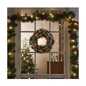 Couronne de Noël diam. 30 cm pommes de pin et baies