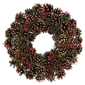 Christmas wreath with pinecones and berries diameter 33 cm