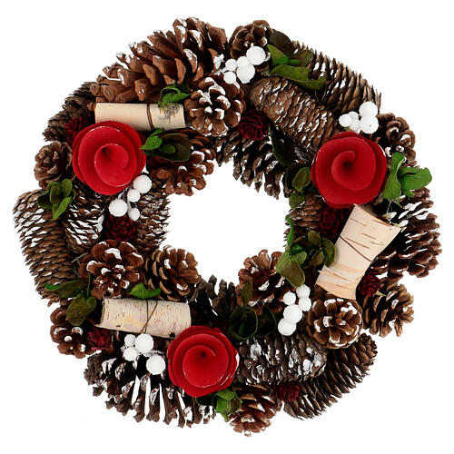 Christmas wreath with pinecones flowers and berries diameter 33 cm 1