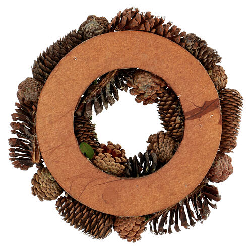 Corona de Adviento diám. 33 cm piñas flores y bayas 5