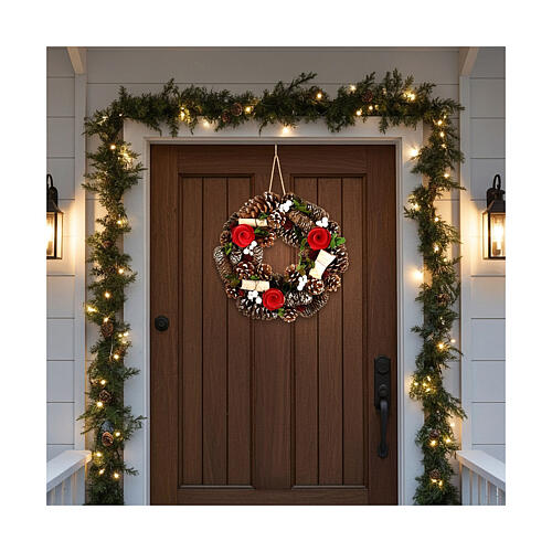 Advent wreath diam. 33 cm pinecones flowers and berries 2