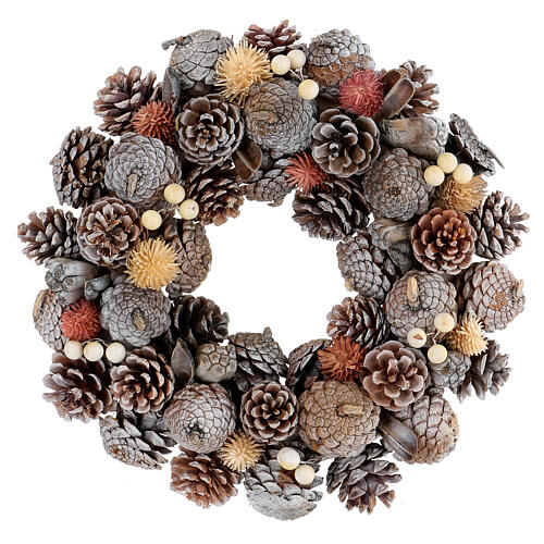 Advent wreath diam. 33 cm pinecones, berries, urchins 1