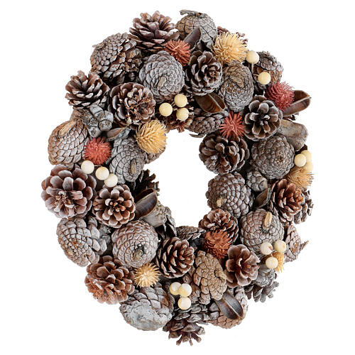 Advent wreath diam. 33 cm pinecones, berries, urchins 3