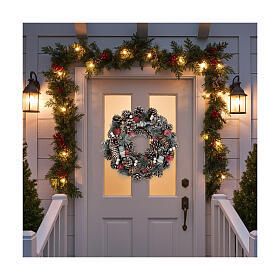 Christmas wreath 35 cm snowy pinecones and leaves