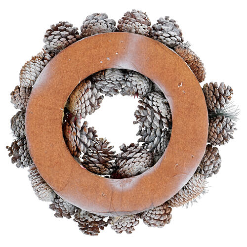 Christmas wreath 35 cm snowy pinecones and leaves 4