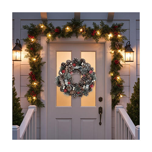 Christmas wreath snowy pine cones leaves diam. 35 cm 2