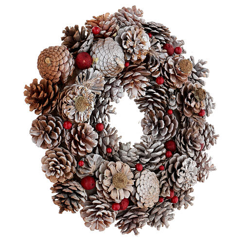Christmas wreath 36 cm snowy pinecones and berries 3