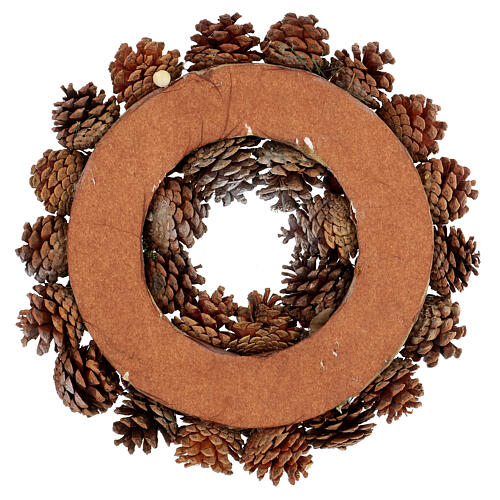 Couronne de Noël diam. 36 cm pommes de pin enneigées et baies 5