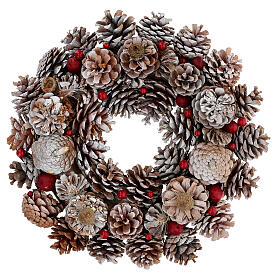 Advent wreath snowy pine cones berries diam. 36 cm
