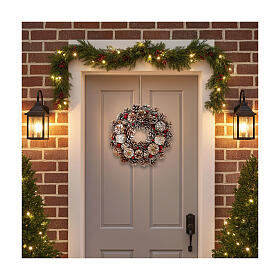 Advent wreath snowy pine cones berries diam. 36 cm