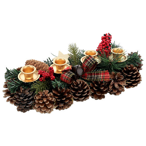 Stroik świąteczny na stół bożonarodzeniowy, styl szkocki, 35 cm 3