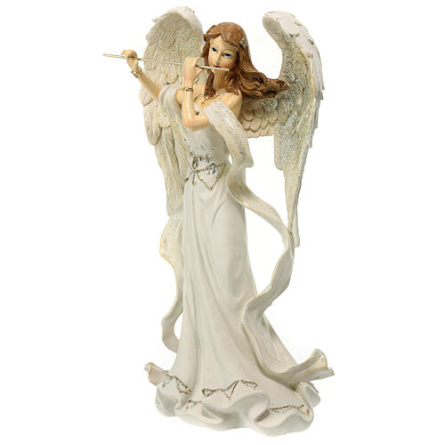 Statue ange avec flûte 32 cm résine 3