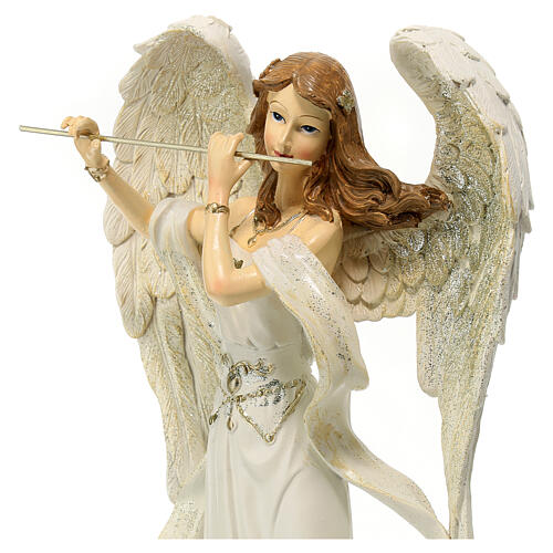 Statue ange avec flûte 32 cm résine 4