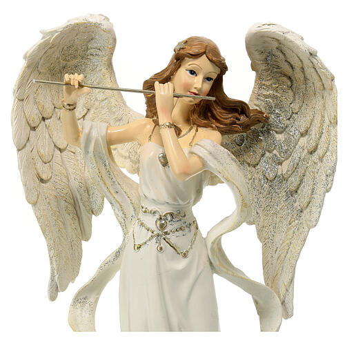 Statua Angelo con flauto 32 cm resina 2