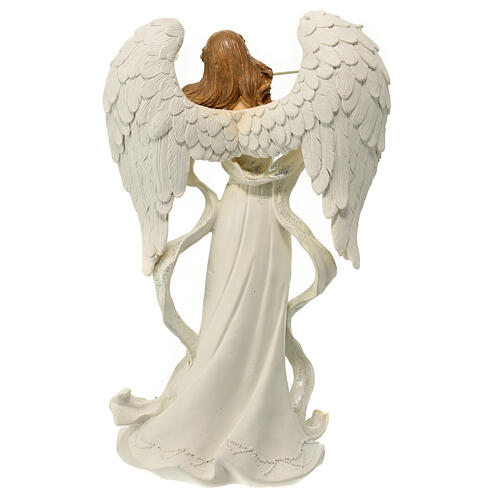 Statua Angelo con flauto 32 cm resina 6