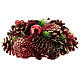 Bougeoir rouge de Noël pour bougie 4 cm pommes de pin et boules 20x10 cm s2