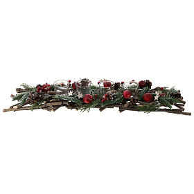 Weihnachtskerzenhalter 4 cm geflochtene Zweige, 65x15 cm