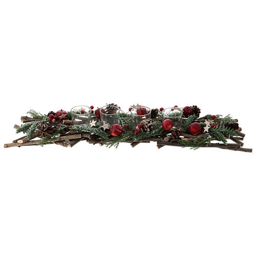 Weihnachtskerzenhalter 4 cm geflochtene Zweige, 65x15 cm 1