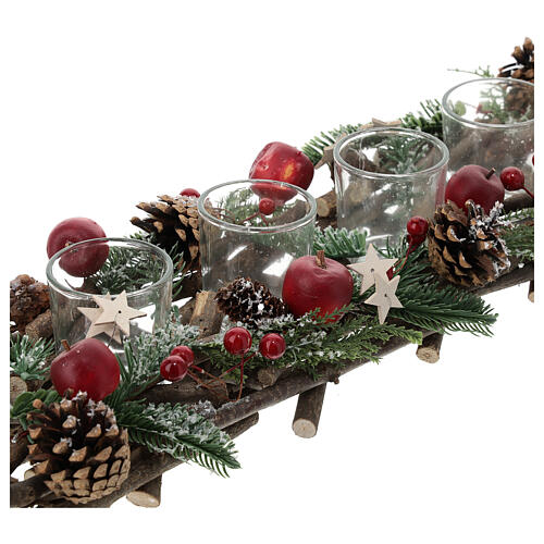 Weihnachtskerzenhalter 4 cm geflochtene Zweige, 65x15 cm 2