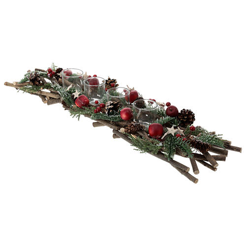 Weihnachtskerzenhalter 4 cm geflochtene Zweige, 65x15 cm 3