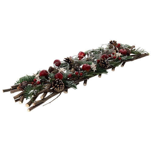 Weihnachtskerzenhalter 4 cm geflochtene Zweige, 65x15 cm 5
