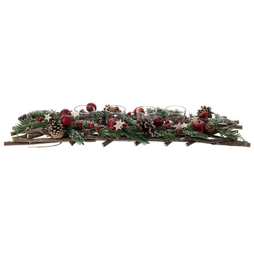 Weihnachtskerzenhalter 4 cm geflochtene Zweige, 65x15 cm 6
