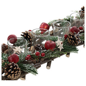 Podstawa bożonarodzeniowa na świeczkę 4 cm, gałązki splecione 65x15 cm